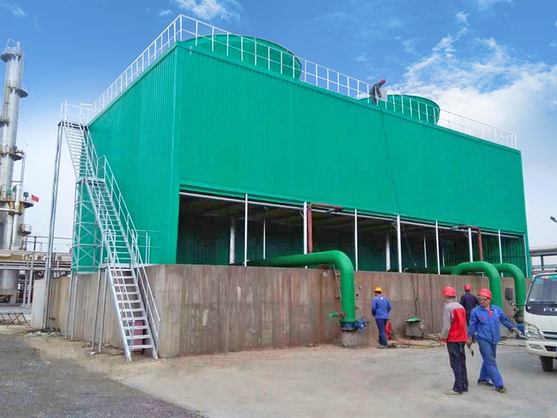 Square cross flow fiberglass cooling tower